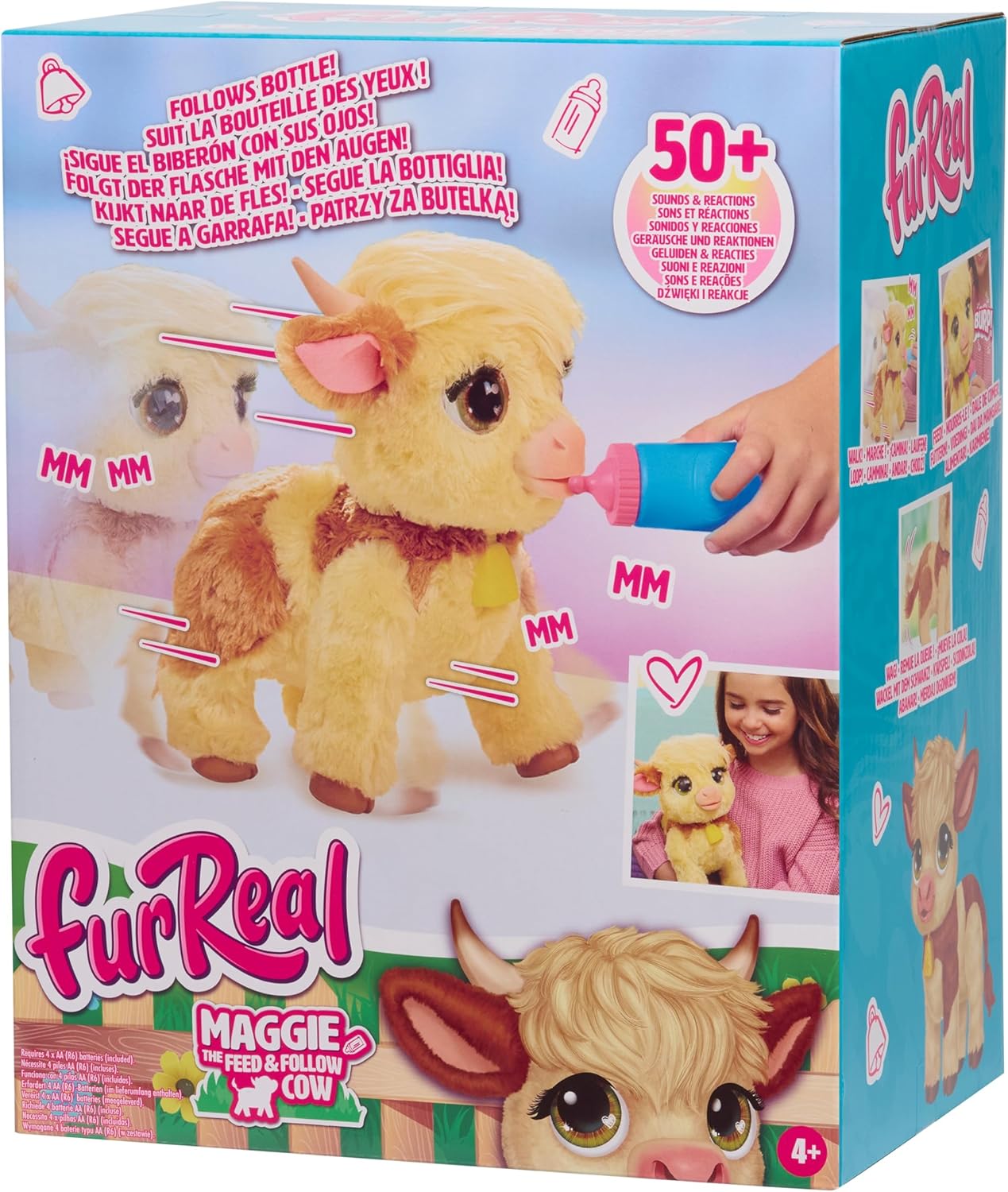 Just Play furReal Maggie, a Vaca Interativa "Coma e Siga", Mini Vaca Highland de 28 cm, para Meninos e Meninas a partir de 4 Anos
