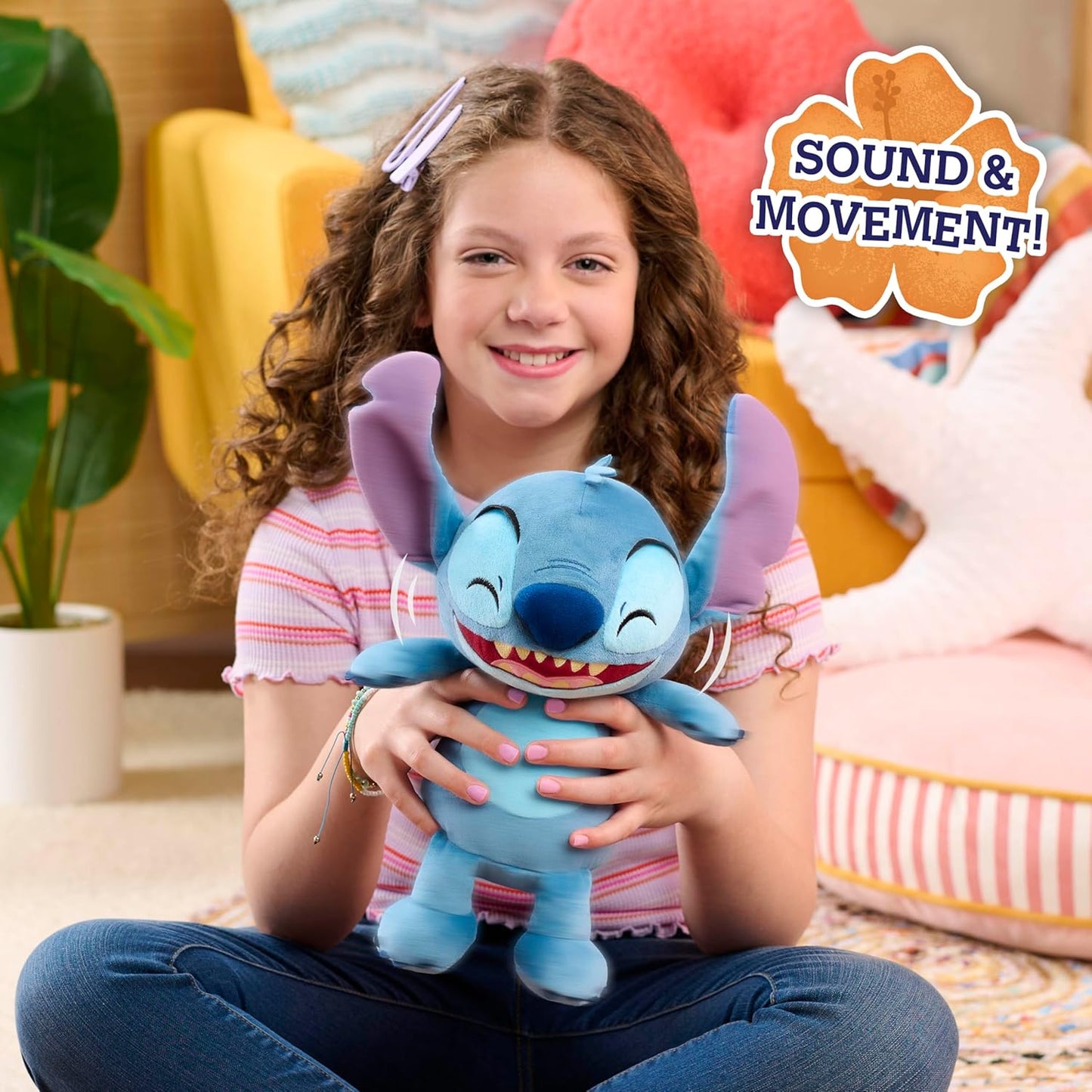 Just Play Disney Brinquedo de Pelúcia Stitch Crack Me Up da, 28 cm, Animal de Pelúcia, Alienígena, Brinquedo Infantil para Crianças a partir de 3 Anos