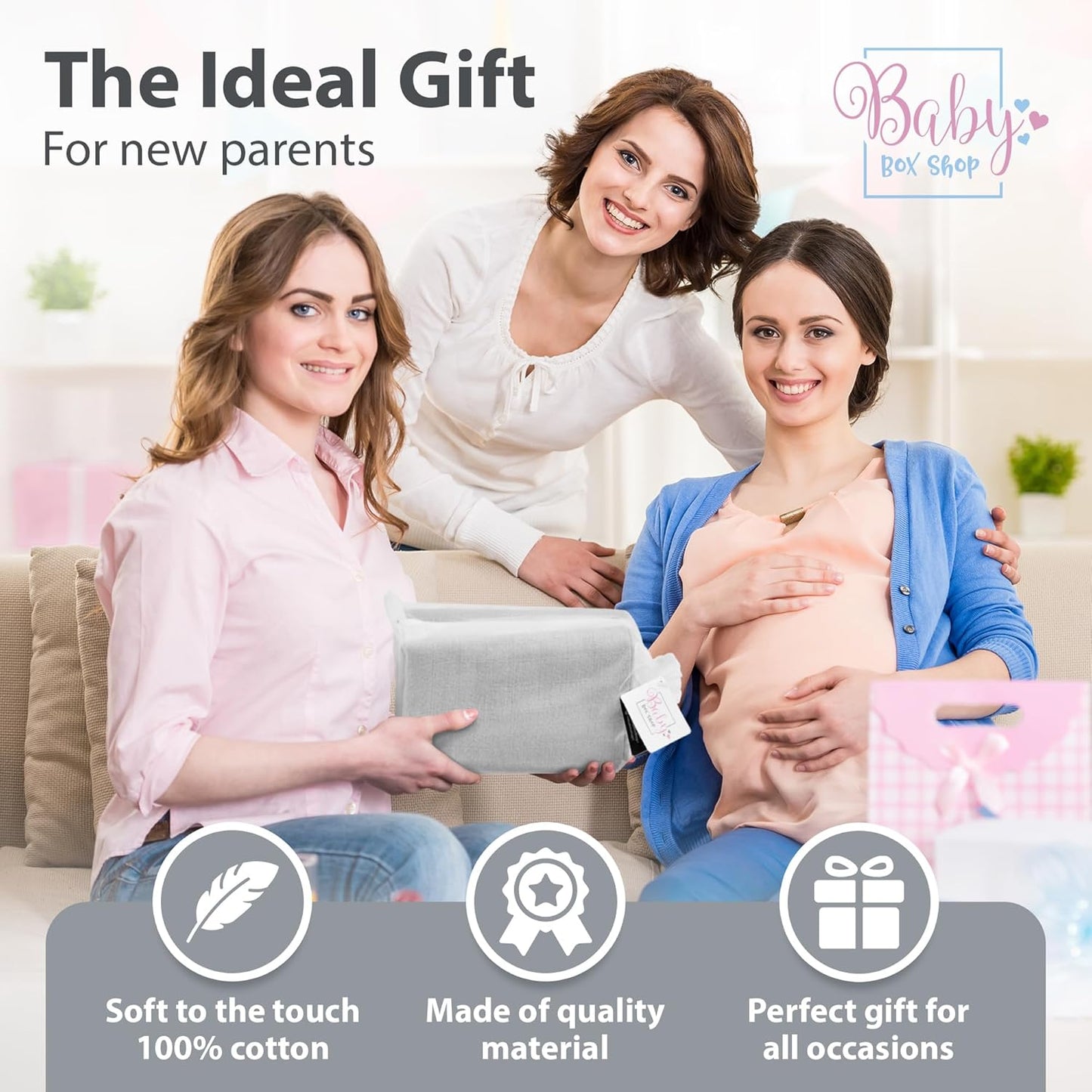 Baby Box Shop - Paninhos de musselina para bebês meninos, 100% algodão macio, para usar como capa de amamentação, paninhos de mão e paninhos de arroto, itens essenciais para bebês recém-nascidos