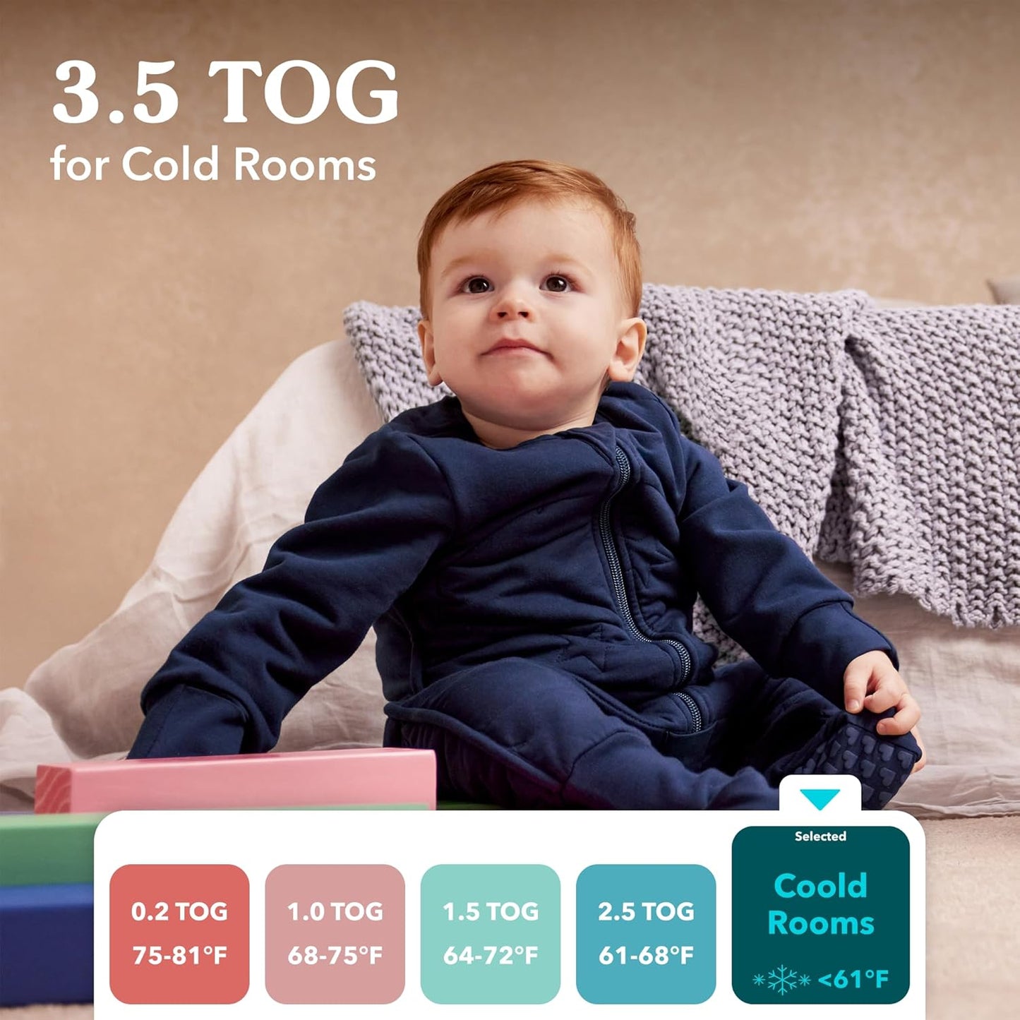 Love To Dream Macacão de dormir com pernas, 6-12 meses - Cinza | Manga comprida, leve, vestível e edredom | 3,5 Tog, ideal para inverno e outono (14–16 °C) | Algodão lavável à máquina e zíper duplo