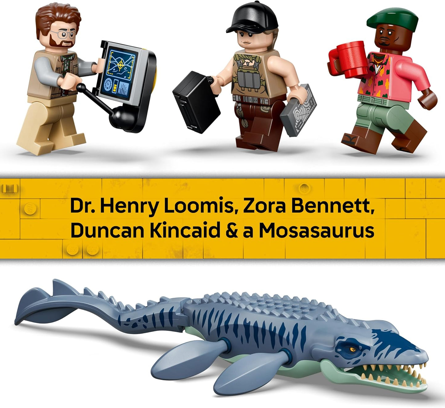 LEGO Brinquedo Jurassic World Ataque do Mosassauro ao Barco – Navio de Carga, Figura de Dinossauro, Helicóptero e 3 Minifiguras – Presente de Aniversário para Meninos e Meninas a partir de 7 Anos e Fãs do Filme – 77983