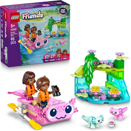 LEGO Friends Barco de Aventura do Axolote - Inclui 2 mini bonecas, 2 figuras de animais fofos, plantas, flores e acessórios - Presente de aniversário para meninas a partir de 5 anos - 42681