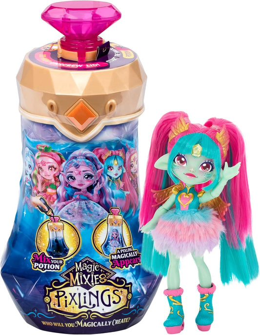 MIXIES MÁGICOS Pixlings. Crea y mezcla una poción mágica que revela mágicamente una hermosa muñeca Pixling de 6,5" dentro de una botella de poción: ¿a quién crearás mágicamente?