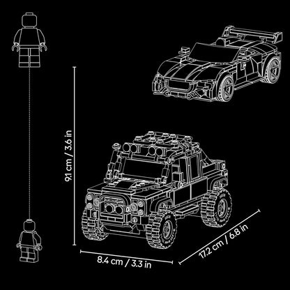 LEGO Speed Champions Jaguar Project 7 e Land Rover Defender – Kit de Modelo STEM com 2 Carros de Brinquedo e 2 Minifiguras de Piloto – Presente de Aniversário para Meninos a partir de 10 Anos – 77264