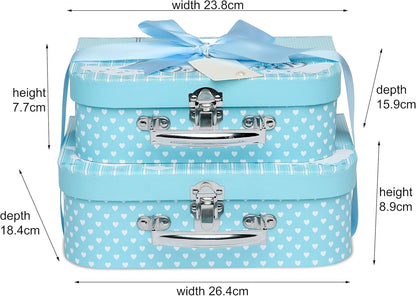 Baby Box Shop - Duas caixas prontas com fita de cetim e etiqueta para malas pequenas e médias, presentes para bebês, caixa de presente de chá de bebê faça você mesmo para meninos