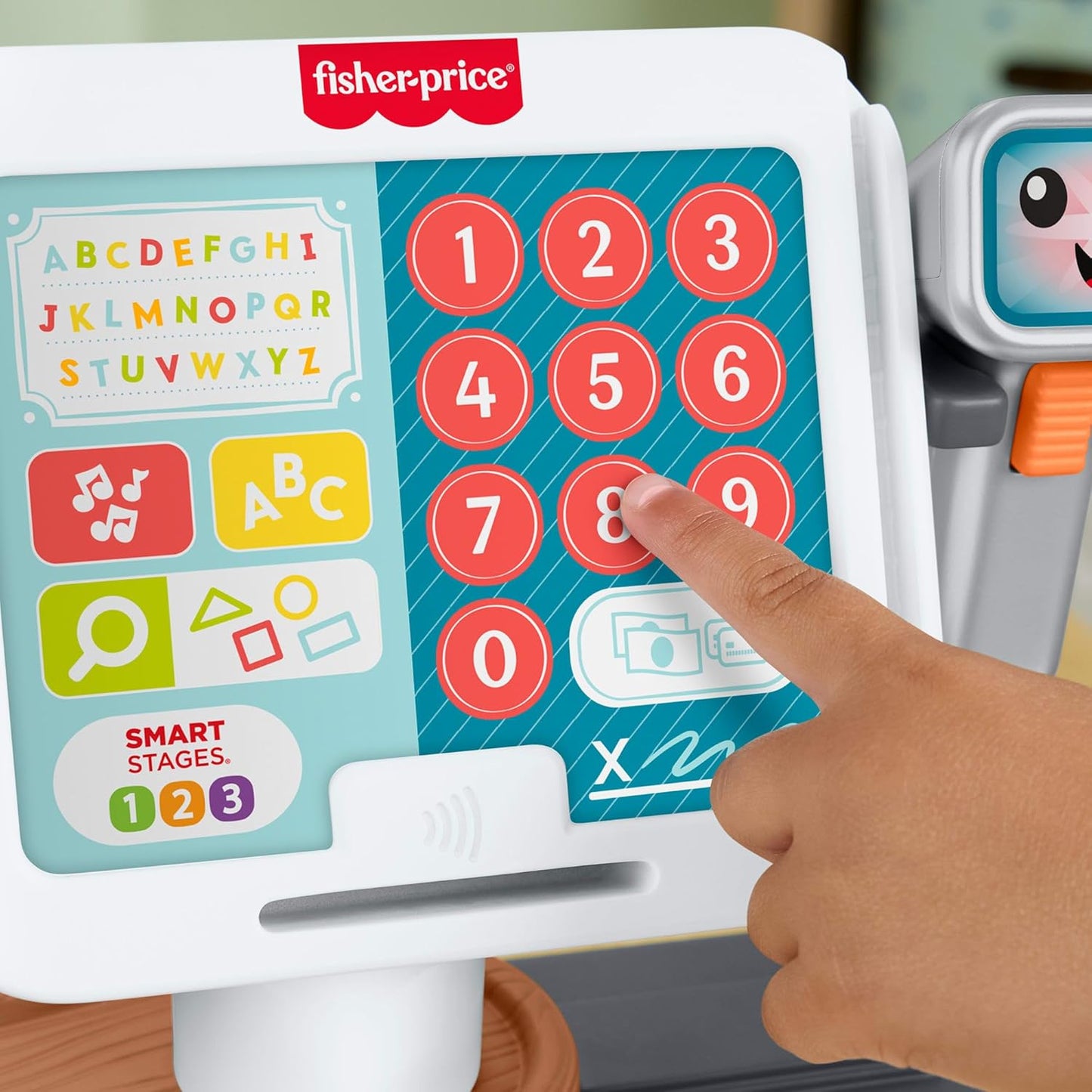 Brinquedo educativo Fisher-Price para crianças a partir de 2 anos: caixa registradora, loja de brincar com 20 peças, para brincar de contar e comprar. Versão multilíngue. JGW97
