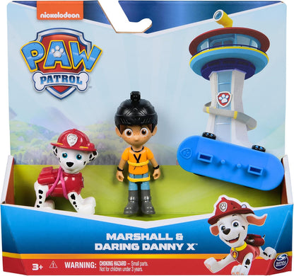 Paw Patrol Marshall e Daring Danny X Figures com skate, brinquedos infantis para meninos e meninas de 3 anos ou mais