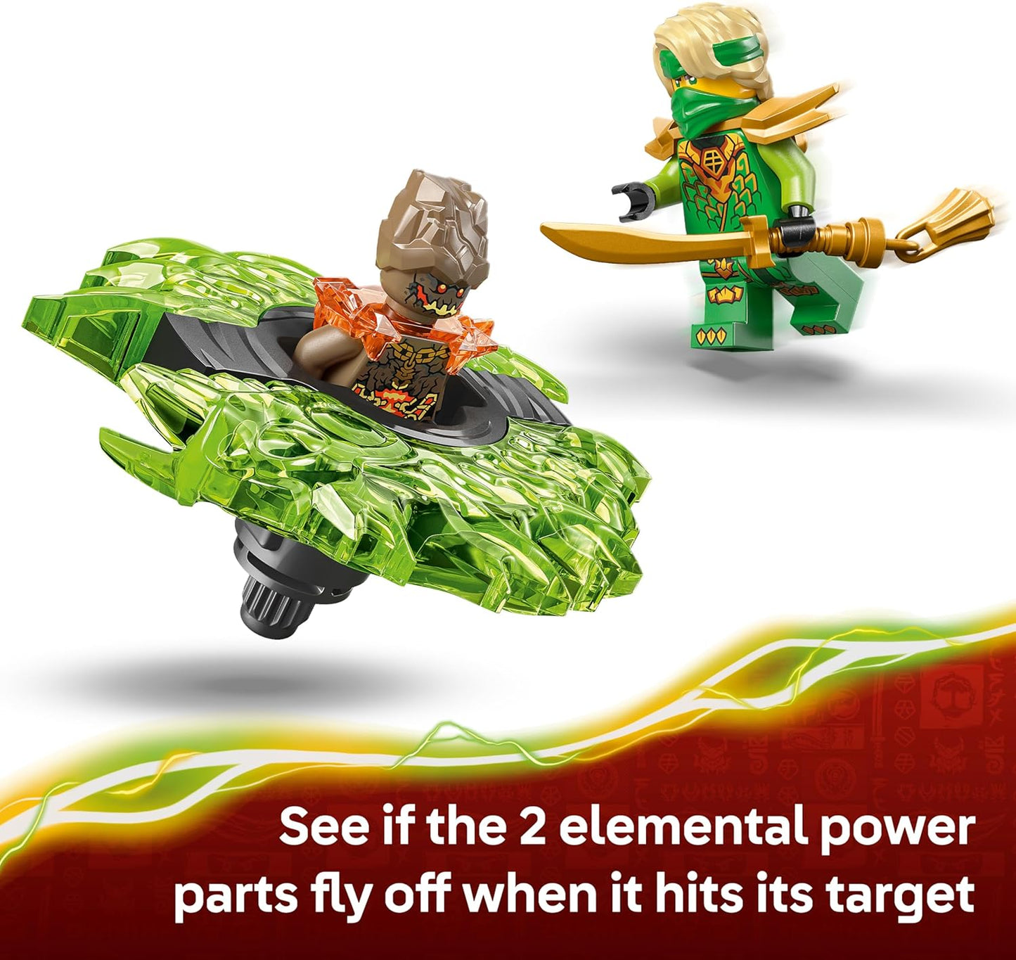 LEGO NINJAGO Lloyd vs. Pião Monstro da Terra - Brinquedo Giratório Ninja com Lançador, Piões de Batalha e 2 Minifiguras - Presente de Aniversário para Meninos e Fãs a partir de 6 Anos - 71850