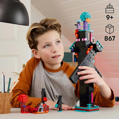 LEGO Minecraft 2 em 1 A Torre Enderman - Brinquedo Modular que Pode Ser Reconstituído em 2 Fortalezas, Incluindo Figuras do Enderman, Endermate e Portal do Nether - Presente para Meninos e Meninas Fãs de Jogos - 21279