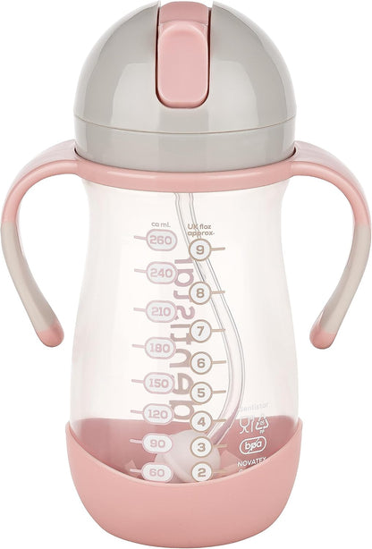 Dentistar Copo de canudo 260 ml, copo reutilizável à prova de vazamentos com canudo para maiores de 6 meses, copo para bebê com canudo pesado e escova de limpeza, materiais sem BPA - rosa