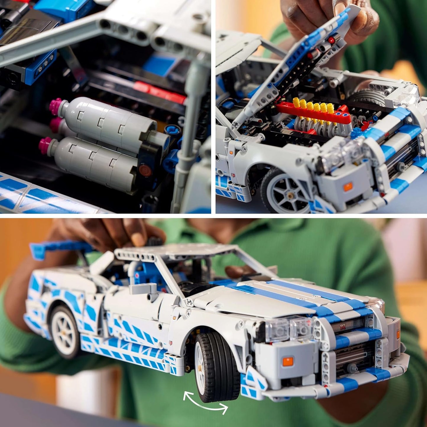 LEGO Kit de modelo de carro Technic 2 Velozes e Furiosos Nissan Skyline GT-R (R34) para adultos - inclui função de drift, direção, suspensão e motor de 6 cilindros - Presente colecionável para fãs - 42210