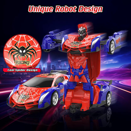 Carro Robô Aranha com Controle Remoto, Carro RC Transformável 1:18 2.4GHz, Brinquedo de Corrida para Crianças de 3 a 10 Anos - Presente Ideal para o Natal e Aniversário