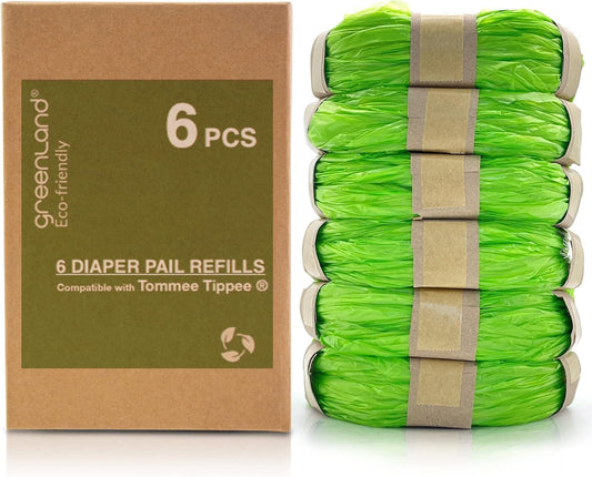 Anillos de película Greenland® Eco Refill compatibles con recambios Tommee Tippee Eco Sangenic &amp; Twist &amp; Click (paquete de 6)