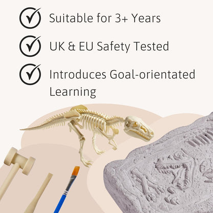 Jaques of London Dinosaur Toys - Kit de escavação de fósseis de dinossauros para meninos com ferramentas de escavação