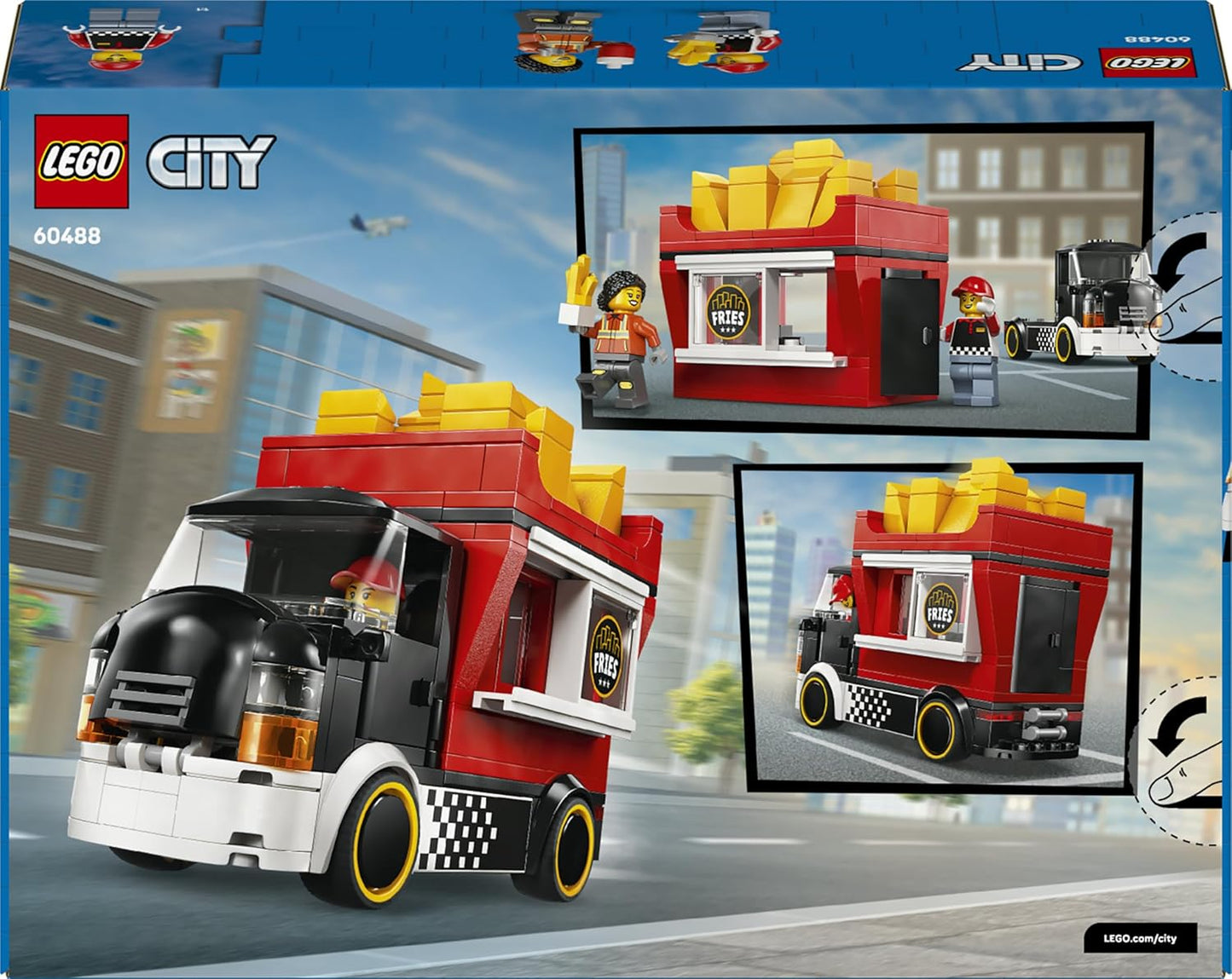 LEGO City Food Truck de Batatas Fritas - Kit de Modelo de Veículo com Loja Removível, 2 Minifiguras e Acessórios de Comida de Brinquedo - Ideia de Presente de Aniversário para Meninos a partir de 5 Anos - 60488