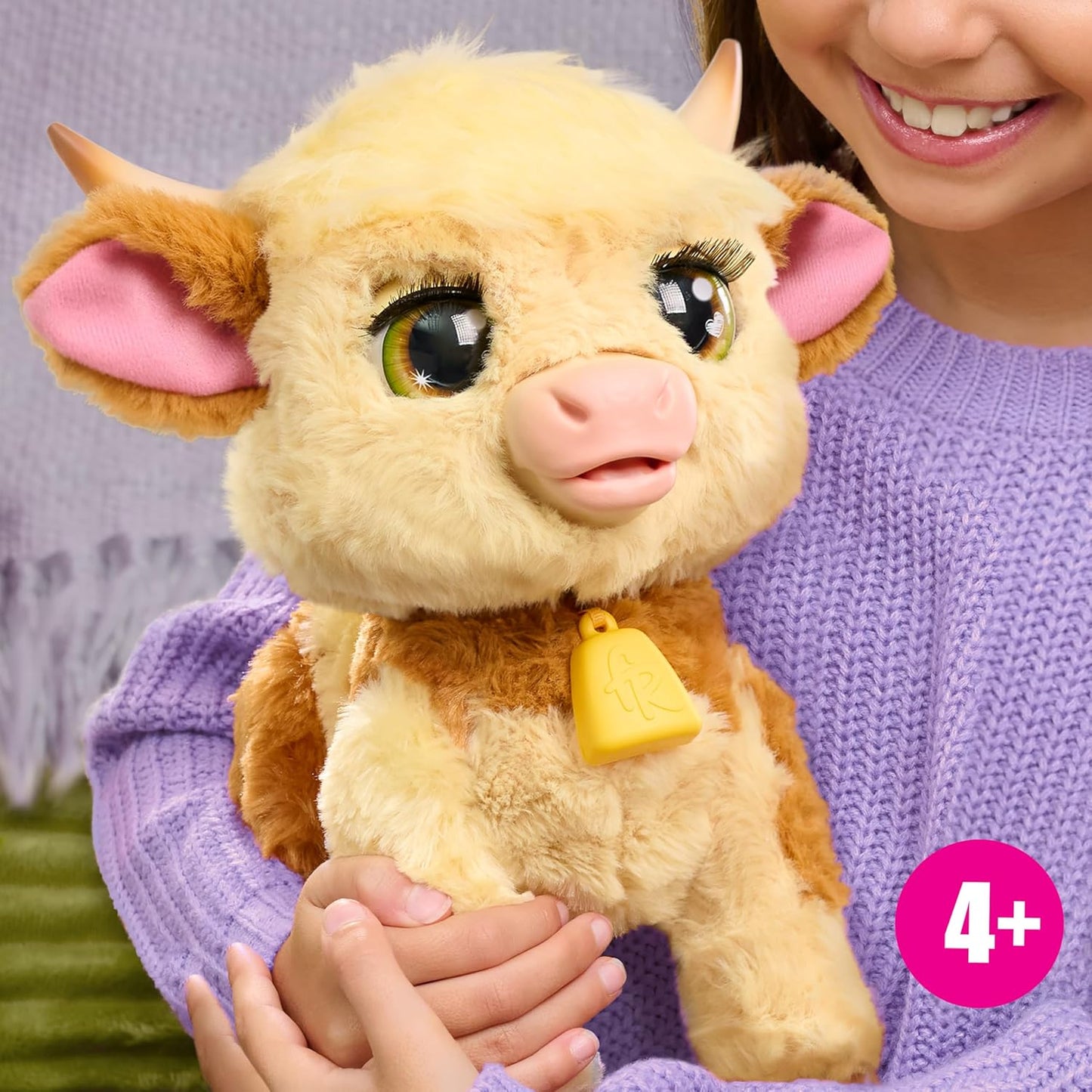 Just Play furReal Maggie, a Vaca Interativa "Coma e Siga", Mini Vaca Highland de 28 cm, para Meninos e Meninas a partir de 4 Anos