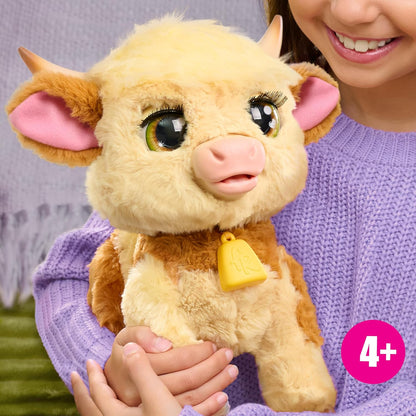 Just Play furReal Maggie, a Vaca Interativa "Coma e Siga", Mini Vaca Highland de 28 cm, para Meninos e Meninas a partir de 4 Anos