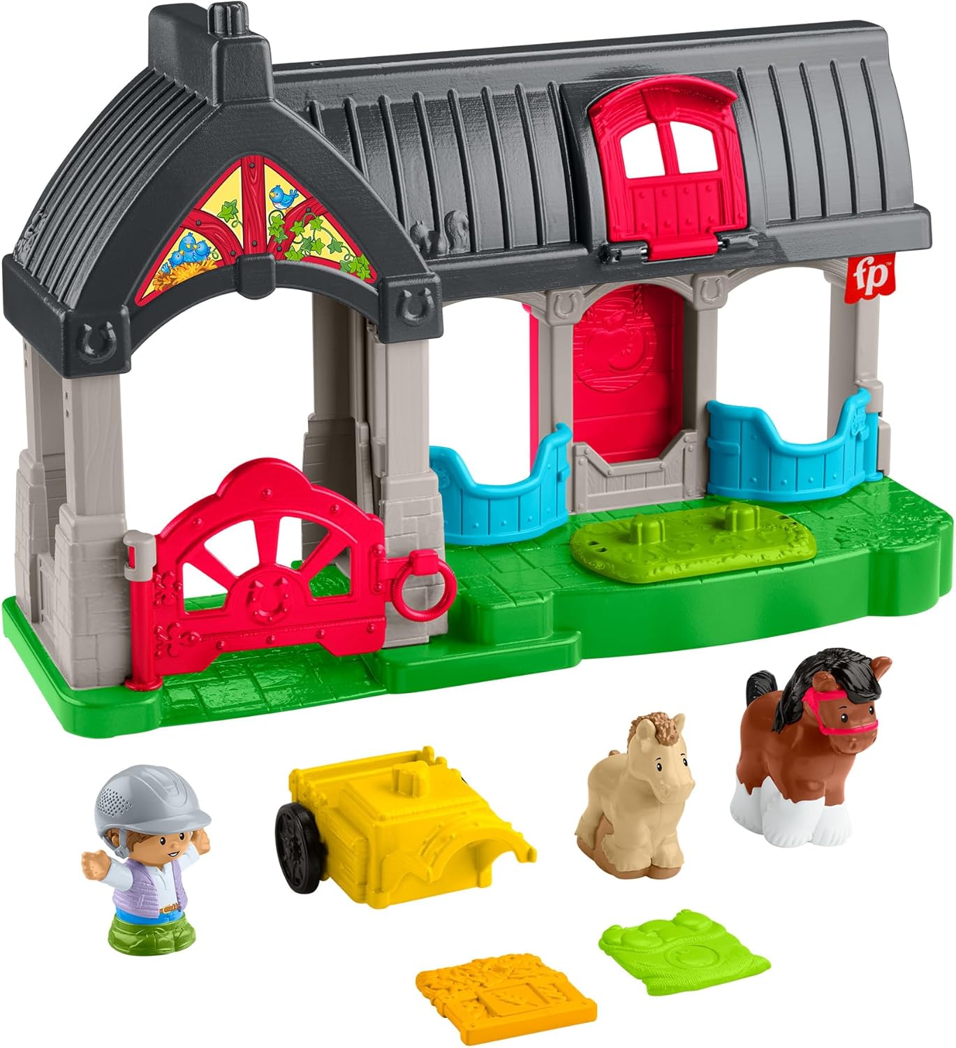 Fisher-Price Little People - Conjunto de Estábulo com Cavalos, Sons, Figuras e Acessórios para Crianças a partir de 1 Ano, HWR84