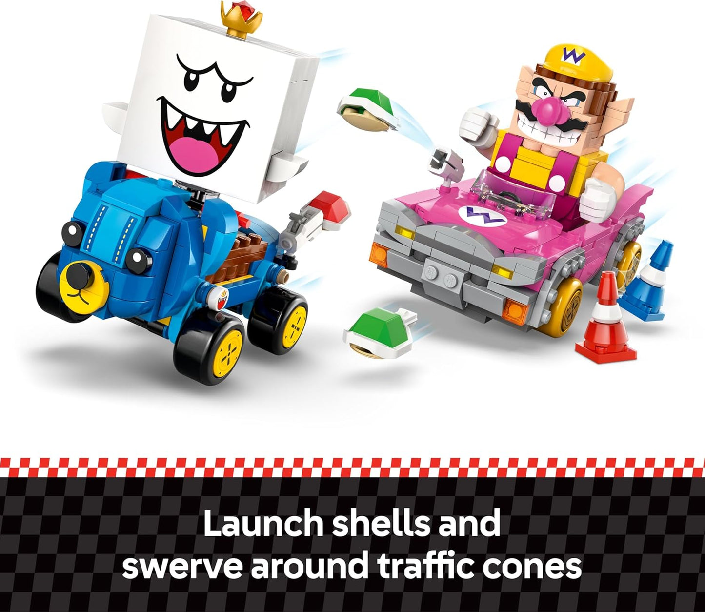 LEGO Super Mario: Mario Kart – Wario e Rei Boo - Brinquedo interativo com 2 carros e 2 figuras para brincar e exibir - Presente gamer para meninos e meninas a partir de 8 anos - 72038