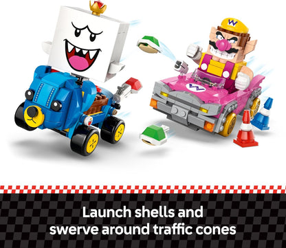 LEGO Super Mario: Mario Kart – Wario e Rei Boo - Brinquedo interativo com 2 carros e 2 figuras para brincar e exibir - Presente gamer para meninos e meninas a partir de 8 anos - 72038