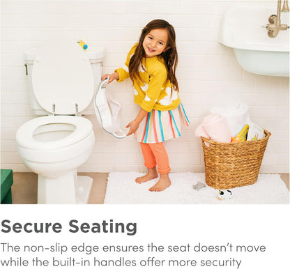 Munchkin Assento sanitário 90342, branco, assento sanitário Munchkin resistente | Assento sanitário para treinamento de penico com alças e pernas | Assento sanitário portátil para crianças pequenas | Cinza