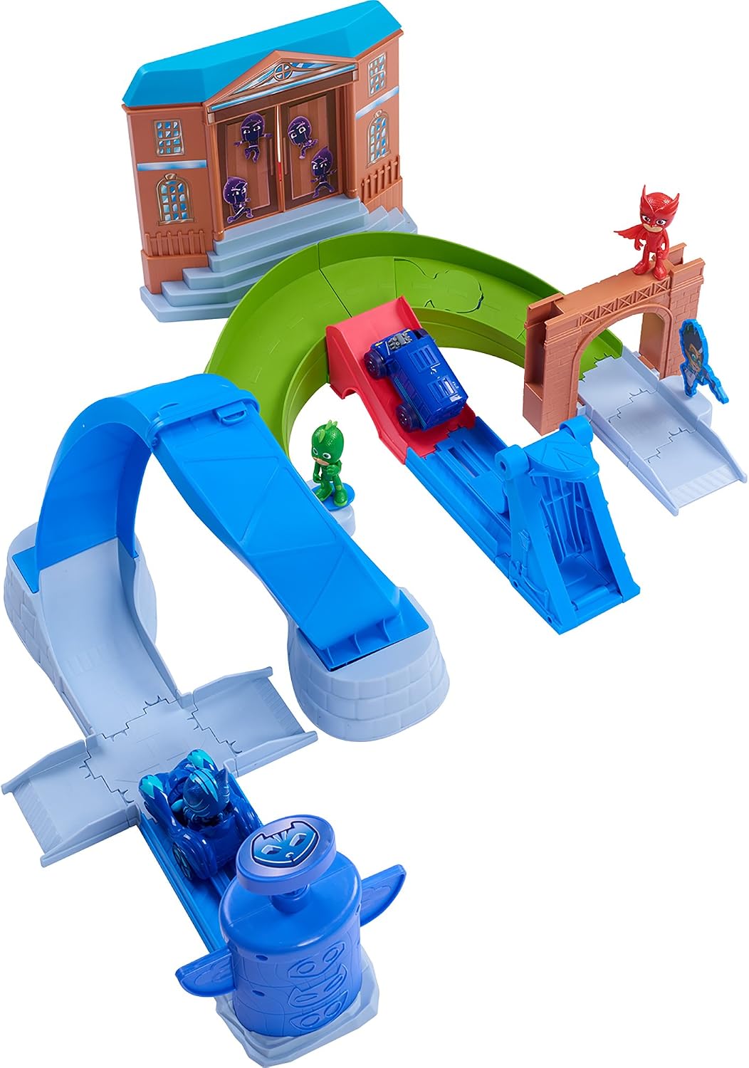 PJ Masks Pista de Corrida Rival Racers Simba 109402229 com Looping, incluindo Catboy e seu Cat-Carro, o Ônibus Ninja e 25 peças de pista.