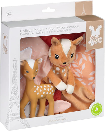 Sophie la Girafe® - Conjunto de Presente FanFan com Mordedor e Almofada de Natal em Formato de Cervo