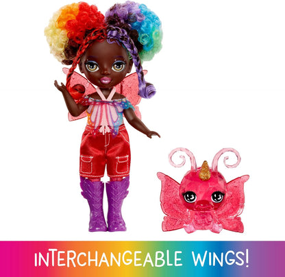 Rainbow High Littles Fadas Fantasia Arco-Íris e Bichinho de Estimação - Astrid, Rainbow - Boneca pequena articulada de 14 cm e bichinho de estimação borboleta fantástico com asas de fada intercambiáveis, presente fofo para crianças a partir de 4 anos