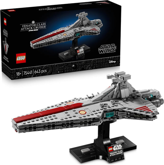 LEGO Star Wars 75441 Conjunto de Construção do Cruzador de Ataque Classe Venator para Adultos - Kit de Modelo de Nave Estelar da República - Decoração para Sala de Estar e Prateleira - Presente Colecionável para Fãs de A Vingança dos Sith