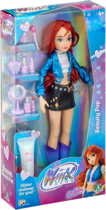 Clube Winx Boneca Bloom do Beauty Pop com Roupa de Show Fashion e Gel com Glitter – Boneca Fada Totalmente Articulada com Acessórios de Beleza – Brinquedo Oficial para Meninas – A partir de 4 Anos