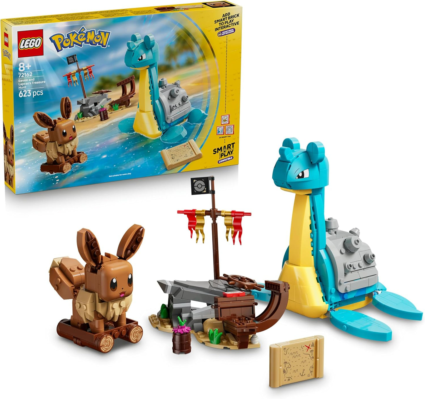 LEGO Pokémon SMART Play: Caça ao Tesouro de Eevee e Lapras – Conjunto de Brinquedo Interativo Compatível, Inclui 3 Etiquetas SMART e 2 Figuras Pokémon – Ideia de Presente para Meninos e Meninas a partir de 8 Anos – 72162