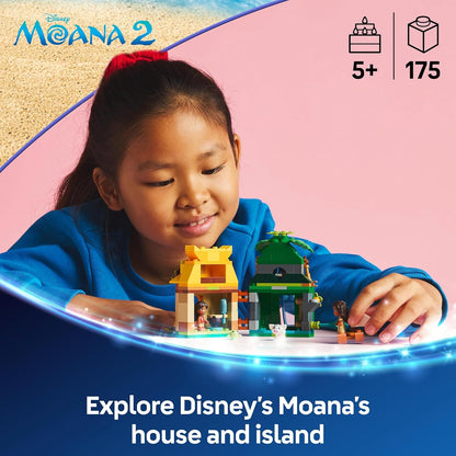 LEGO ǀ Disney Princess Moana’s Island Fun Set, brinquedo para construir com 2 microbonecas e uma casa para brincadeiras criativas, presente de aniversário para crianças, meninas e meninos com mais de 5 anos