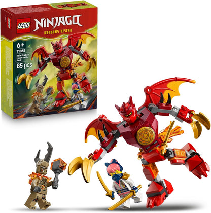 LEGO NINJAGO Kai's Dragon Mech Battle Pack - Ninja Toy w/an Action Figure, 3 Minifigures & Katanas - Birthday Gift for 6+ Year Old Boys & Fans - 71851