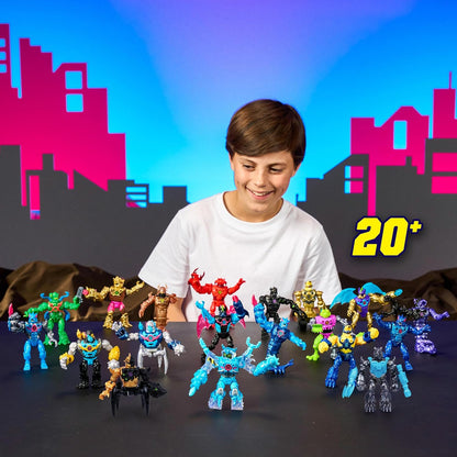 Mega Pacote MrBeast Lab Hybrids, 4 Bonecos Combináveis, 7 Acessórios