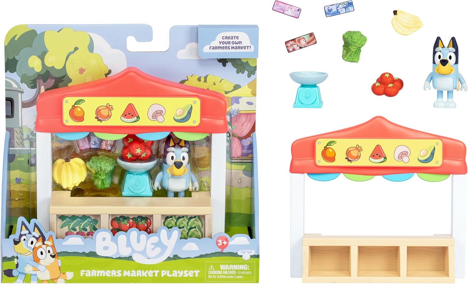 Bluey Mini Playsets Bluey Farmers Market Playset inclui figura articul ...