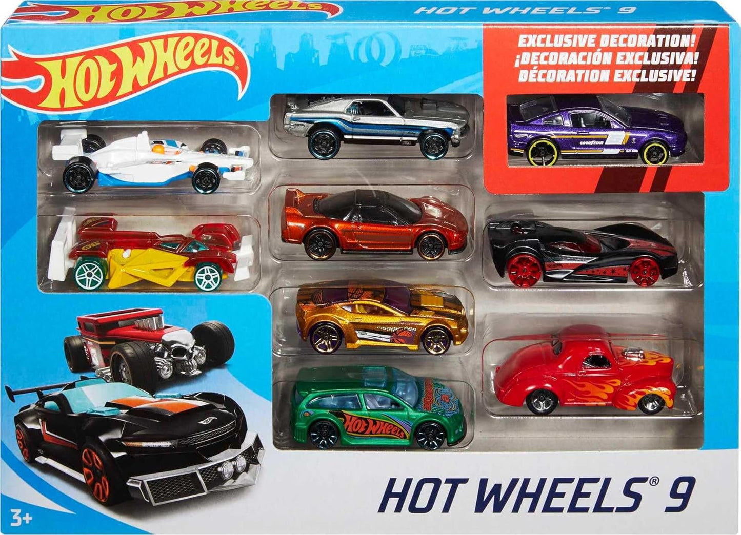 Hot Wheels Pacote de Presente com 9 Carrinhos (Modelos Podem Variar)