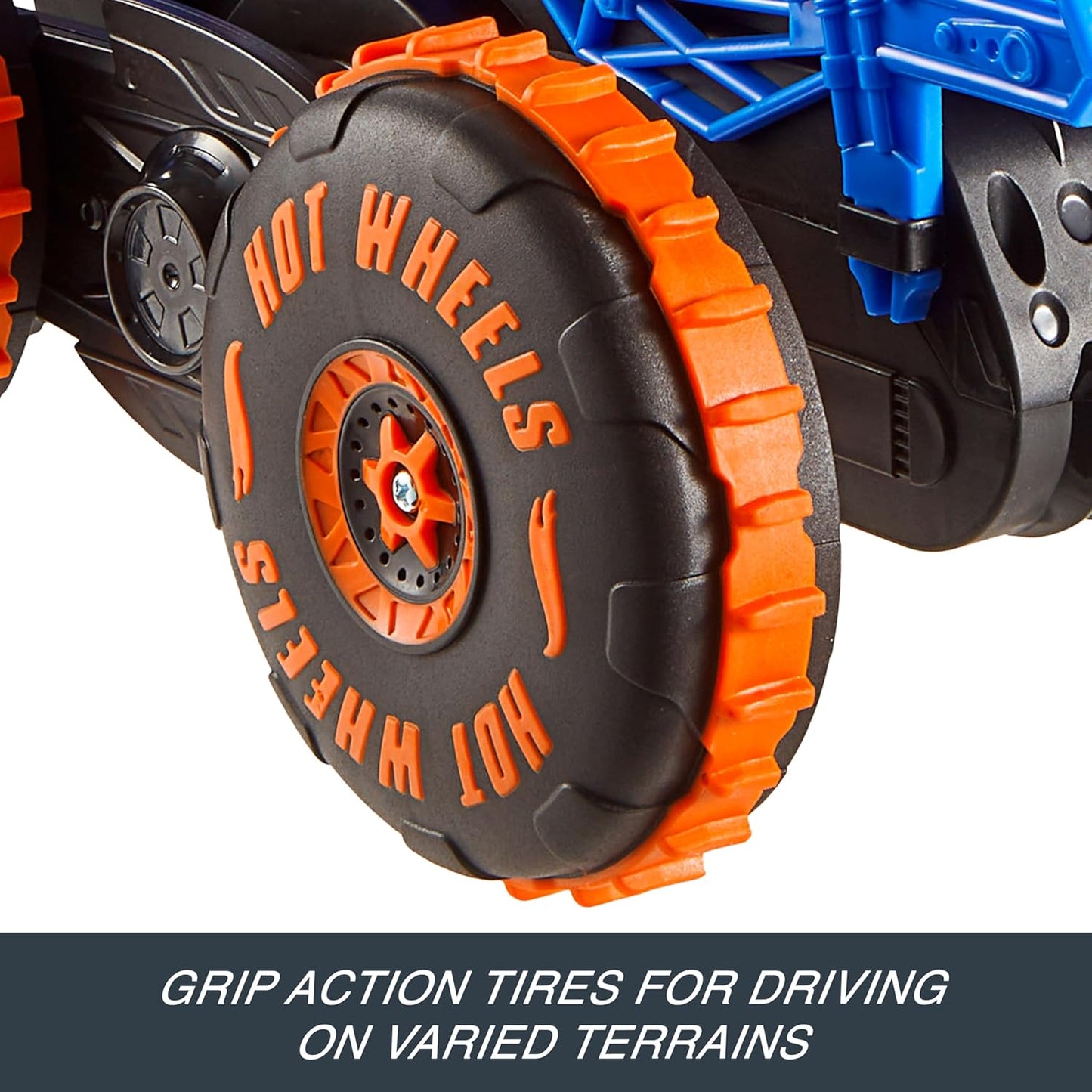 Hot Wheels Monster Trucks - Veículo de Brinquedo com Controle Remoto, Modelo Grande Tubarão Tigre Escalador RC com 3 Modos de Jogo para Corrida, Escalada e Acrobacias, JFR39