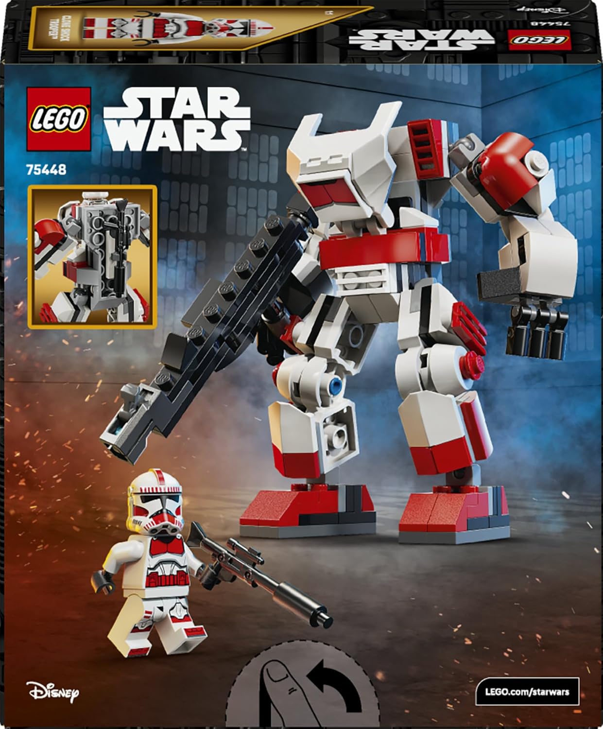 LEGO Star Wars 75448 Clone Shock Trooper Mech - Figura de ação articulada com rifle blaster e minifigura - Presente colecionável para meninos e fãs a partir de 6 anos