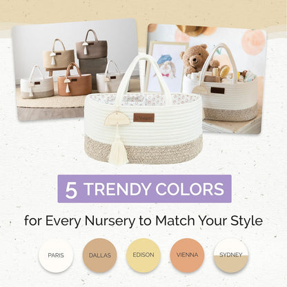 Yunioo Organizador de fraldas para itens essenciais de bebê para recém-nascidos, bolsa para troca de fraldas, cesta para presentes de chá de bebê, organizador de fraldas para trocador e trocador, cesta para guardar brinquedos