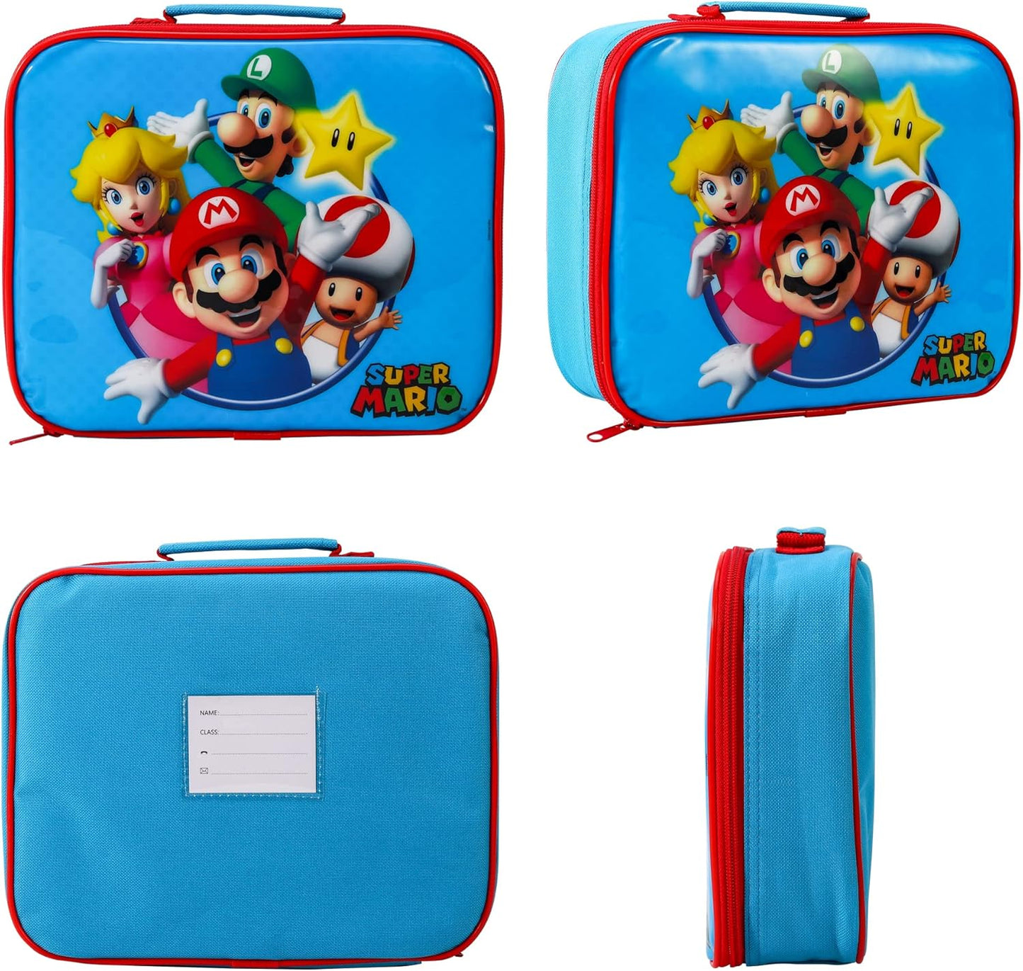 Conjunto de lancheira infantil Super Mario Kids - lancheira isolada, lancheira com vários compartimentos e garrafa de água de 580ml - conjunto de comida para almoço de viagem escolar, sem BPA