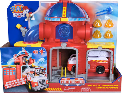 Paw Patrol Centro de Comando de Resgate de Incêndio com Figura do Bombeiro, Caminhão de Bombeiros de Resgate, Luzes, Lançador e Efeitos Sonoros, Brinquedo Infantil para Meninos e Meninas a partir de 3 Anos