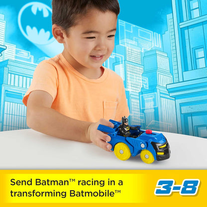 FP PRECOOL Fisher-Price Imaginext DC Super Friends Head Shifters Batman e Batmóvel transformável para brincadeiras de faz-de-conta a partir de 3 anos, HGX91, Multicolorido