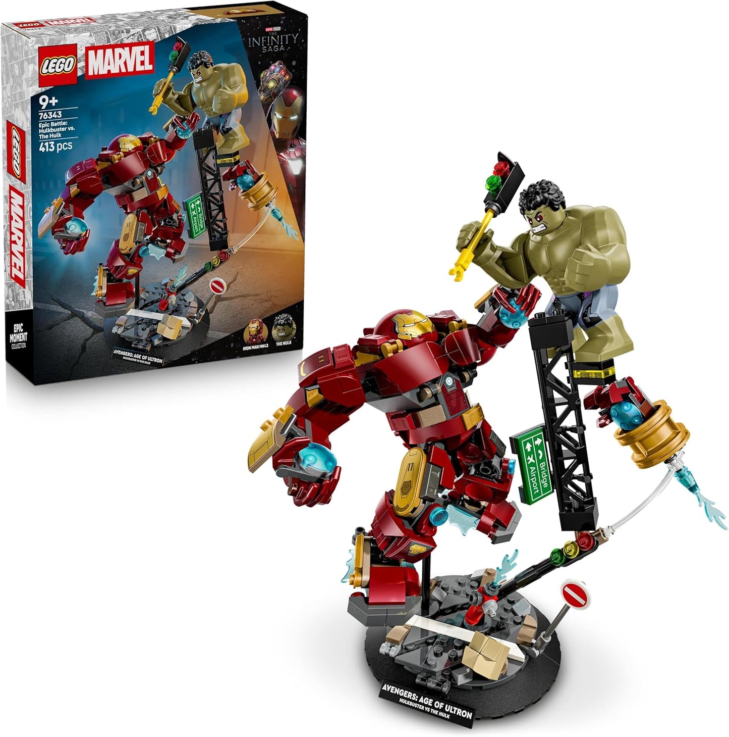 LEGO | Batalha Épica da Marvel: Hulkbuster vs. Hulk - Brinquedo de Super-Herói com 2 Figuras de Ação e Minifigura do Homem de Ferro - Presente dos Vingadores para Meninos e Fãs a partir de 9 Anos - 76343