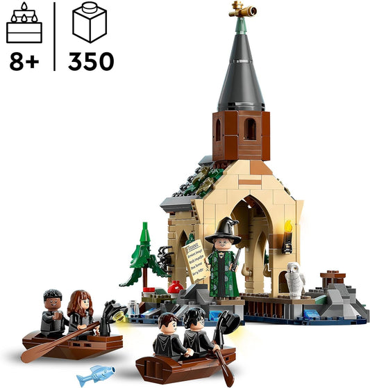 LEGO Conjunto de casa de barcos do castelo de Harry Potter Hogwarts com 2 brinquedos de barco para crianças, meninas e meninos de mais de 8 anos, inclui minifiguras de 5 personagens e figura de Edwiges, a coruja, ideia de presente do Mundo Mágico 76426
