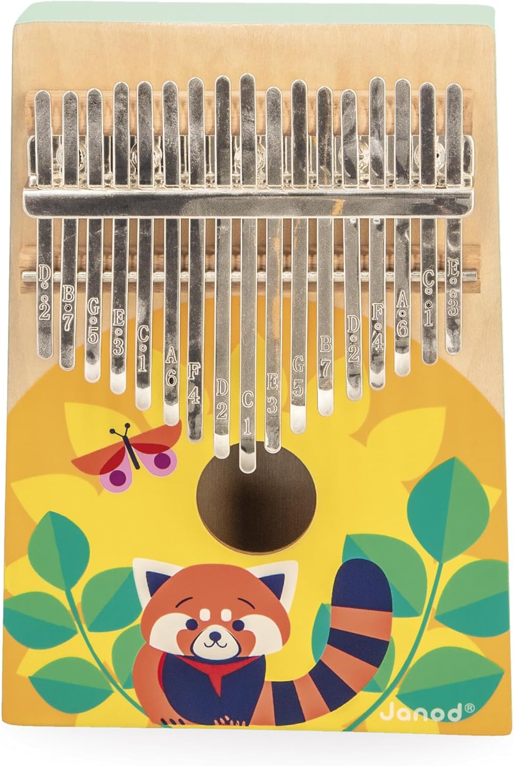 Janod - Kalimba de Madeira - Brinquedo de Imitação Musical - 17 Teclas de Metal - Kalimba Infantil com Sons Suaves - A partir de 3 Anos, J07659