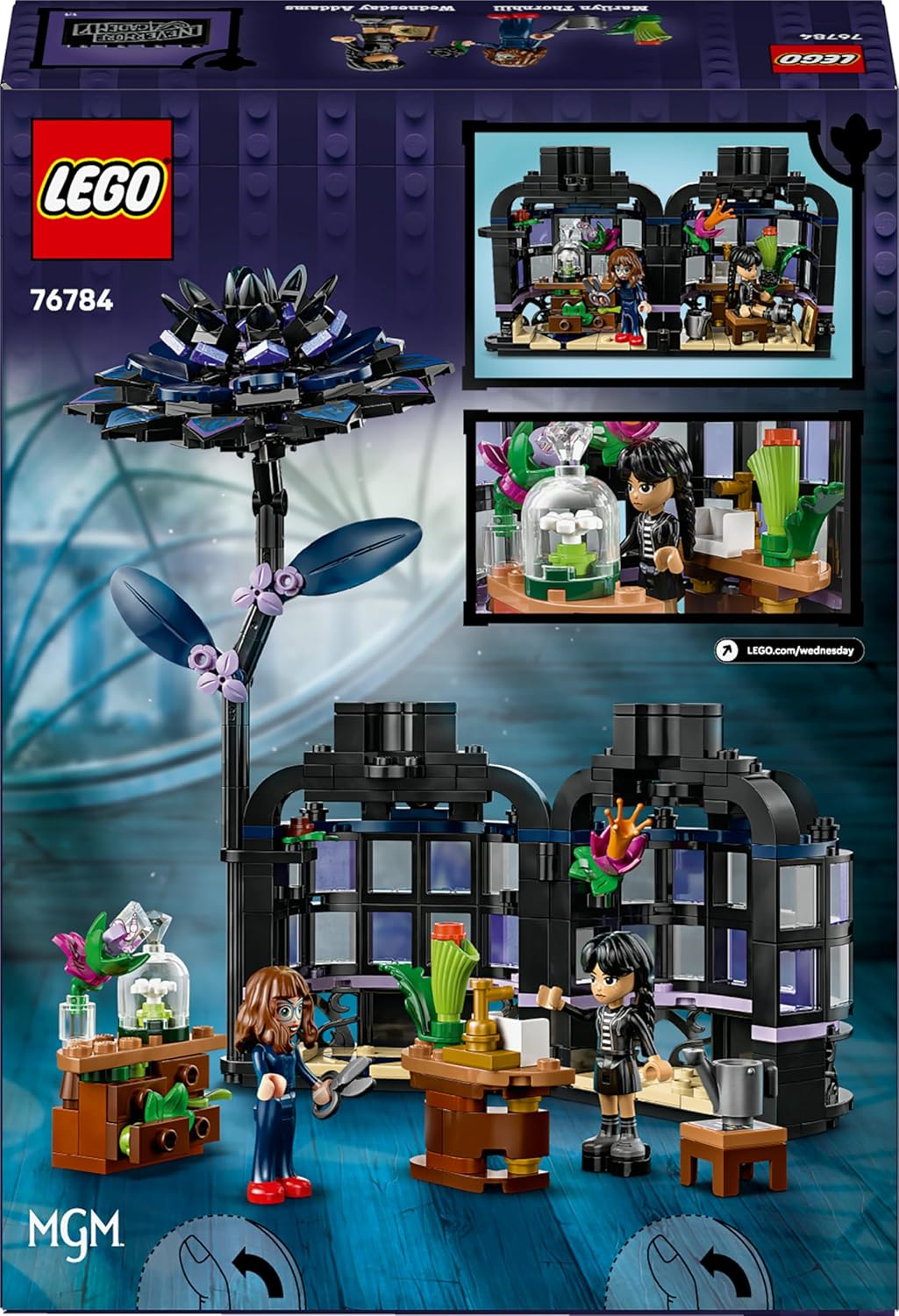 LEGO Wednesday Black Dahlia Flower Toy - Modelo que abre para brincar e exibir, com 2 mini bonecas e acessórios - Presente para meninas e meninos a partir de 9 anos e fãs da série de TV - 76784