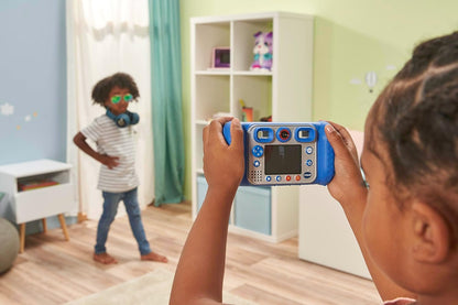 VTech KidiZoom Duo FX, câmera infantil com tela colorida, 8 MP, fotos, selfies e vídeos, filtros AR, 20 jogos, 75 efeitos de foto e vídeo, filtros e molduras, para bebês de 3, 4, 5, 6, 7 anos ou mais, azul