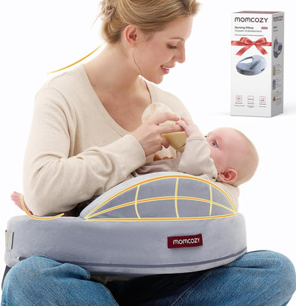 Momcozy Almofada de Amamentação com Cerca de Segurança Inovadora - Espuma Viscoelástica Firme e Elástica - Suporte Estável e Ergonômico para Conforto - Almofada de Amamentação Mais Larga, Ajustável, Capa Removível,