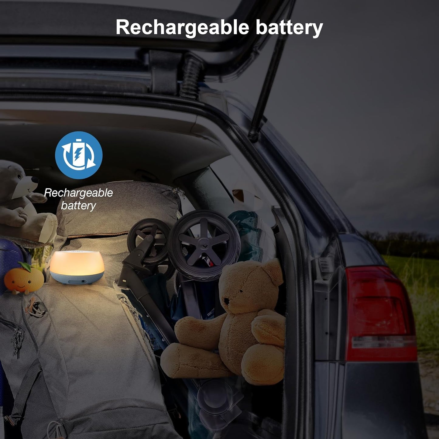 VTech BC8213 V-Hush Junior Treinamento de Sono com 40 histórias/músicas/sons e grave sua própria voz. Alto-falante portátil Bluetooth HD, luz noturna multicolorida de 250+, projetor de teto