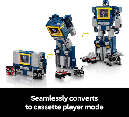 LEGO Icons Transformers: Conjunto Soundwave para Adultos - Kit de Modelo para Exibição com Figuras Conversíveis, incluindo Laserbeak e Ravage, além de um Bloco Sonoro - Presente Colecionável para Fãs - 10358